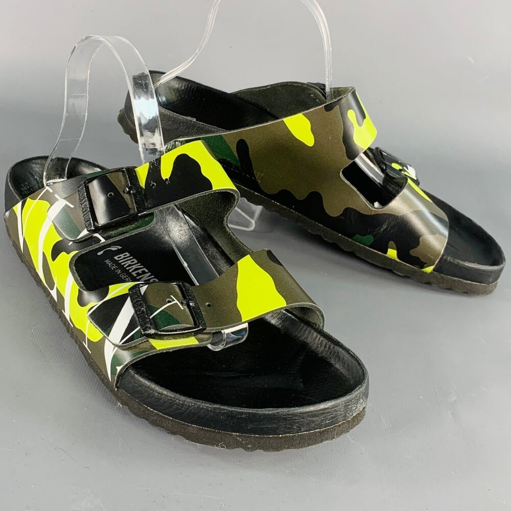 VALENTINO Size 10 Green Olive Camouflage Leather Belted Sandals